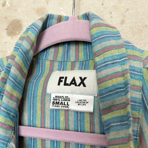 Flax Linen Button Up Striped Jacket - Picture 2 of 3